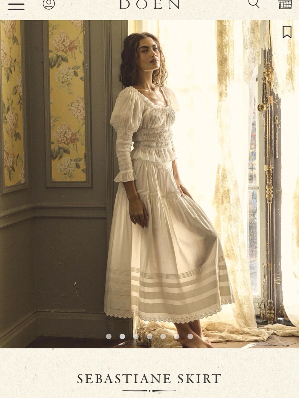 Doen White Tiered Midi Skirt with Eyelet Trim - Picture 2 of 6